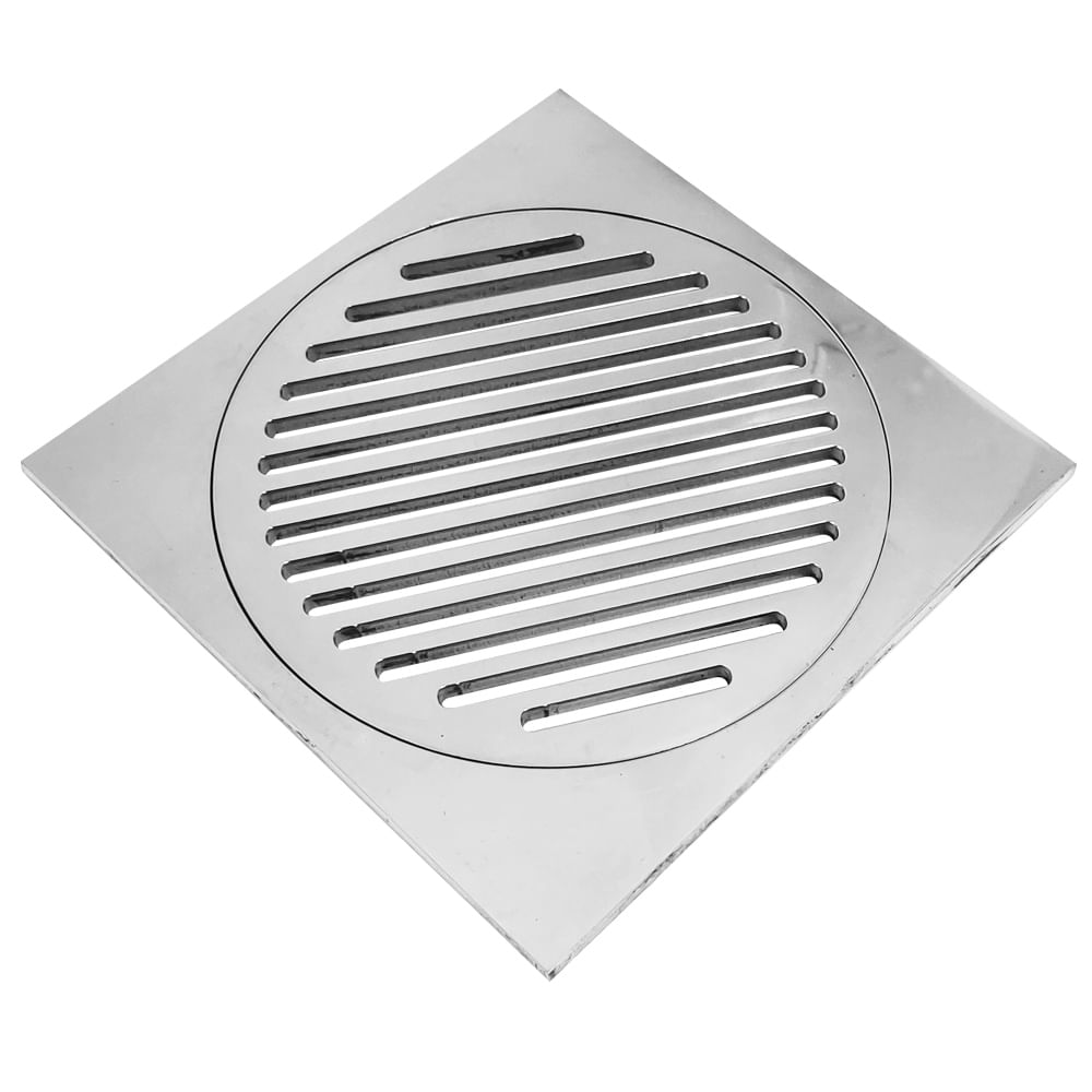 Ralo Quadrado em Aço Inox 304 Polido sem tela 15 x 15cm - Metalferco