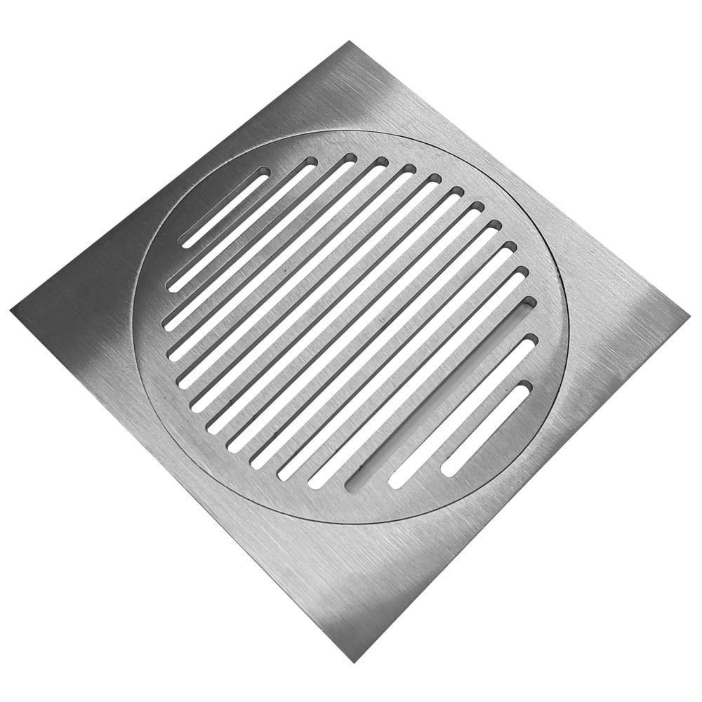 Ralo Quadrado em Aço Inox 304 Escovado sem tela 15 x 15cm - Metalferco